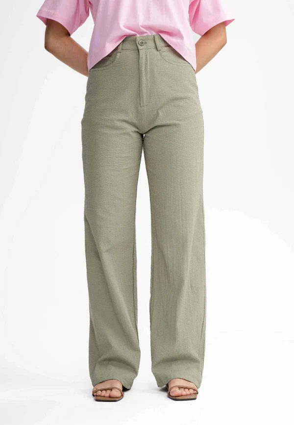 Cheap MELAWEAR Damen Seersucker Hose Mit Hohem Bund Und Weitem Bein Paulami