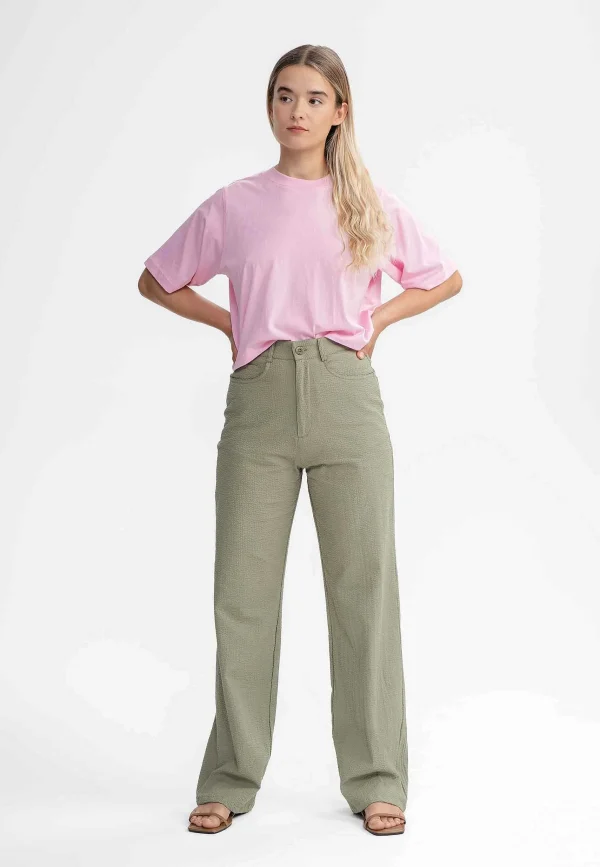 Cheap MELAWEAR Damen Seersucker Hose Mit Hohem Bund Und Weitem Bein Paulami
